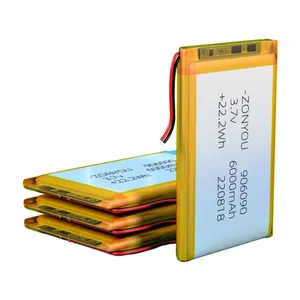 ZonYou 6000mAh Pouch Cell Ultra Slim 906090 LiPo Battery LiNiMnCoO2 Cathode 500 Cycles for 3C Electronics Power Tools Toys Fans thumbnail-1