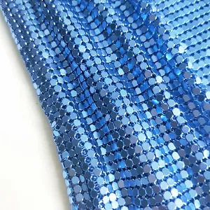 Trending Fashion Metallic Sequin Fabrics Bubble Gum Hot Pink Metal Mesh Fabric for Chainmail Dress Bags thumbnail-4