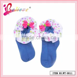 Nice Baby Products Wholesale Red Ribbon High Quality Soccer Socks for Babies (WT-0010) thumbnail-2