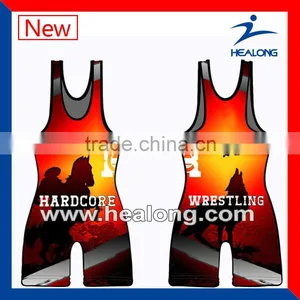 Sublimated Cheap Wholesale Wrestling Singlet Uniforms For Mens thumbnail-1