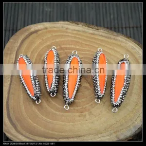 LFD-0040B Wholesale Orange Glass Pave Rhinestone Crystal Connectors Beads Jewelry Finding thumbnail-2
