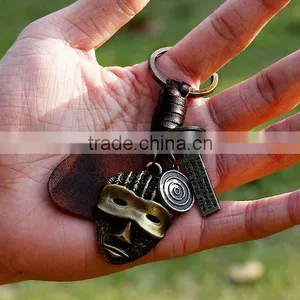 Factory Direcet Sale Exaggrate Punk Mask Pendant Keychain Real Leather Keychain thumbnail-2