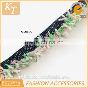 Colorful Cotton Brush Fringe Trim With Black Band thumbnail-1