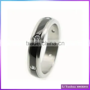 Stainless Steel Diamond Black Plated Boy And Girl Rings thumbnail-1