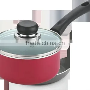 Red Aluminum Non-stick Press Cookware Set Saucepan Cooking Milk Pasta Noodle Soup Pot Long Bakelite Handle thumbnail-1