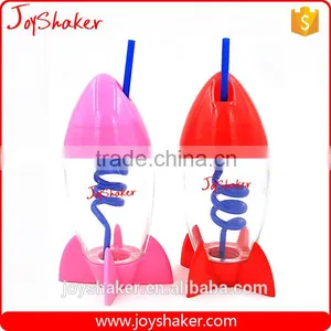 Reusable Creative Joyshaker Rocket Water Bottle, Plastic Cup With Straw For Kids Quality Choice thumbnail-1