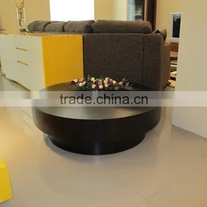 Round Modern Center Table Oak Veneer thumbnail-2