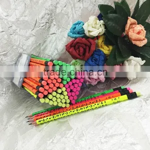 Standard Size Round Shape Soft Wood 72pcs Neon Body Heat Rolling HB Pencil With Eraser thumbnail-4
