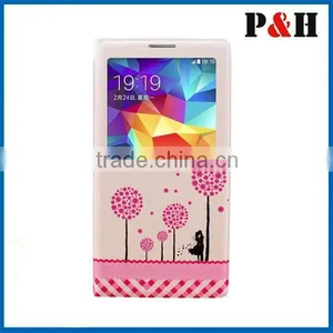 Window Touch Protective Leather Case for Galaxy S5, Side Flip PC+PU Leather Protective Case for Samsung Galaxy S5 thumbnail-5
