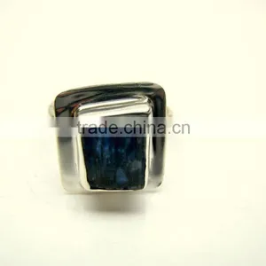 Blue Kyanite Raw Natural Gemstones Ring, Rough Gemstone Adjustable Rings, 925 Solid Sterling Silver Jewelry thumbnail-1