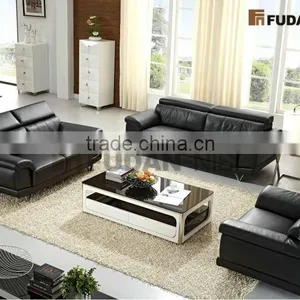 Italy Black Genuine Leather Sectionals Sofas thumbnail-2