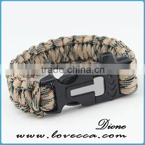 3m Parachute Cord Fire Starter Whistle Sharpening Steel Paracord Bracelet 4in1 thumbnail-1