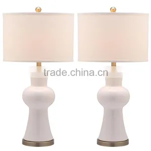 Hot Selling Metal Base Ceramic Body With Fabric Lampshade Modern Desk Lamp Bedroom Living Room Dining Room Table Lamp thumbnail-1