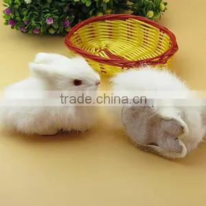 Handmade Real Like Miniature Real Fur Animal Long Ears Bunny Toys thumbnail-6