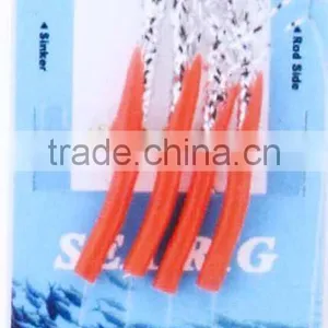 Red Cheap Feather Sabiki Lures Sea Plastic Soft Lures thumbnail-1