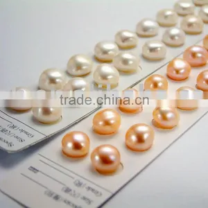 Button Shape Colorful Freshwater Pearl Earing Studs thumbnail-1