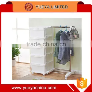 Eco-Friendly PP Stainless Steel 5 Tiers Drawers Plastic Storage Shoes Clothes Rack Organizer thumbnail-1