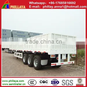 Truck Trailer Type China Manufacture Good Quality Tri Axles Flat Deck Drop Side New Cargo Semi Trailer Price thumbnail-6