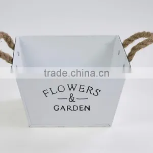 China Factory Low Price Lead Free Metal Personalized Large Decorative White Printing Character Flower Pot thumbnail-6