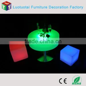 Plastic Illuminated Furniture Multicolor Change Led Round Bar Table thumbnail-2
