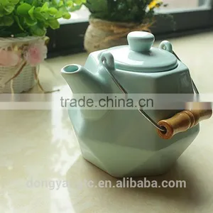 Customize Logo Porcelain Chinese Tea Pot With Steel Handle thumbnail-3