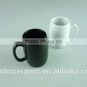 White and Black Colored Glazed Ceramic Beer Mug 7 oz Cheap Price Wholesale thumbnail-2
