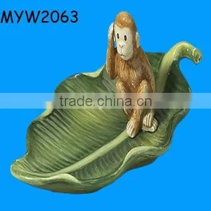 Areca Leaf Design Wedding Ring Holder or Candy Dish Porcelain Ceramic Leaf Shaped Dish thumbnail-1
