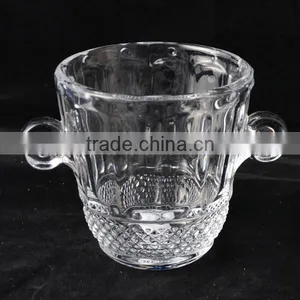 Unique Machine Made Embossing Glass Ice Bucket thumbnail-1