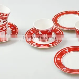 Set of 6 Pcs Ceramic Cup&saucer With Decal thumbnail-1