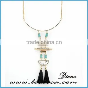 Fashion Wholesale Handmade Gemstone Long Chain Tassel Charm Necklace thumbnail-3
