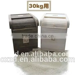 Natural Solid Wood Storage Box With Lid Kitchen Use Wooden Container Wood Rice Box thumbnail-1