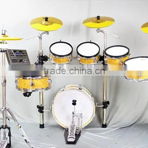 6 pc Wooden Chamber Pvc Cover Electronic Drum Kits thumbnail-2