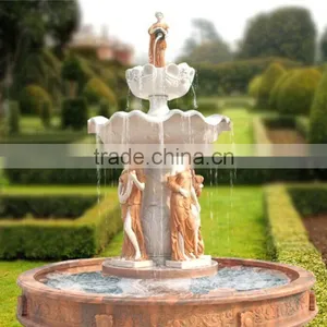 Natural Stone Carved Outdoor Water Fountain With Figure Statue thumbnail-1