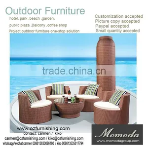 9156Hotsale Round Coffee Table Chairs Set Compact Rattan Balcony Furniture thumbnail-1