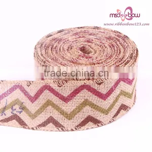 2.5 Inch Jute Ribbon Custom Printed Jute Ribbon Christmas Ribbon thumbnail-2
