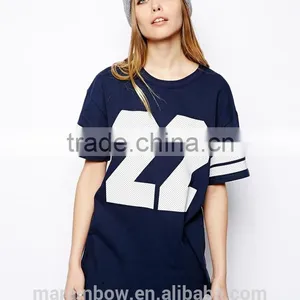 New Arrival Baseball Tee , Custom Made Baseball Jerseys,young Ladies' o Neck Striped Sleeves Baseball t Shirts thumbnail-1