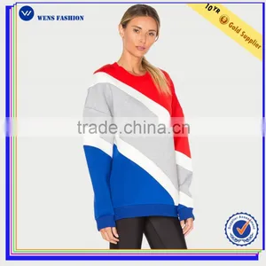 High Quality Custom Long Sleeve Tri-color Sweatshirt Without Hood thumbnail-2