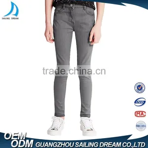 2017 New Arrival New Style Grey Color Skinny Girls Tight Jeans for Kids thumbnail-2