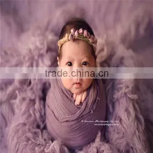 Newborn Stretch Knit Wrap Newborn Cheesecloth Wrap Baby Swaddle Wrap Photography Props thumbnail-3