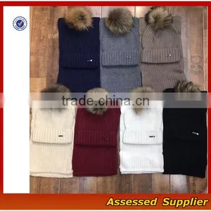 Custom Fashion Real Raccoon Fur Pom Pom Hat Beanie Cap Winter Knitted Hat for Women and Baby Free Samples thumbnail-4