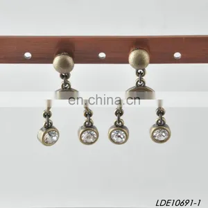 Simple Alloy Moon With Double Rhinestone Drop Earring thumbnail-1