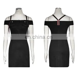 Punk Rave Gothic Off-sleeves Mini Dress Q-304 thumbnail-1