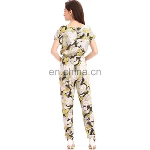 Korean Style Waist Ethnic Print Formal Office Ropa Mujer Jumpsuit For Middle Age Ladies thumbnail-4