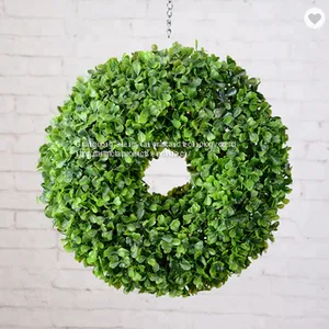 China Wholesale Hot Selling Round Artificial Grass Wreath for Decoration thumbnail-1