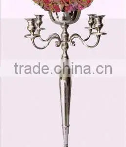 Aluminum Wedding Candelabra With Centrepiece Silver Finish, Candelabra With Flower Bowl thumbnail-4