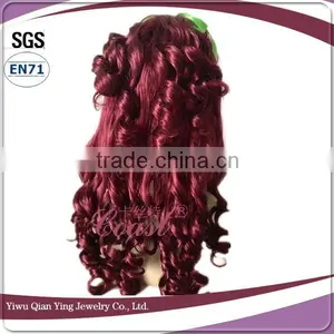 Beauty Curly Burgundy High Quality Synthetic Poison Ivy Cosplay Party Wig thumbnail-3