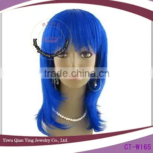 Dark Blue Color Costume Straight Synthetic Party Wigs thumbnail-1