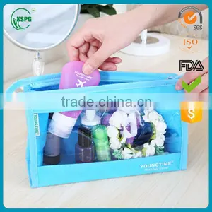 2016 High Quality Beautiful PVC Cosmetic Bag Stripped Transparent Cosmetic Traveling Bag thumbnail-3