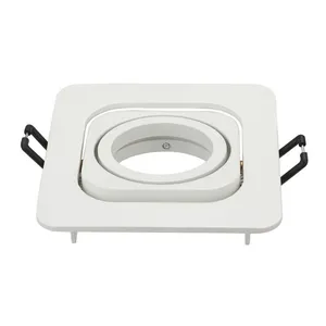 Creamy White Brushed Silver Square Adjustable Led Spotlight Fittings thumbnail-1