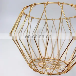 Home Storage Baskets Folding Mesh Food Clothes Gift Desk Gold Organizer Metal Wire Kitchen Fruit Baskets thumbnail-4